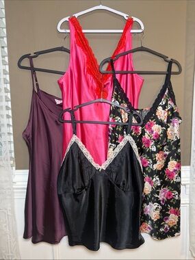 Plus Size Slip Dress Tank Lingerie Bundle 2X 3X Satin Lace Goth Floral